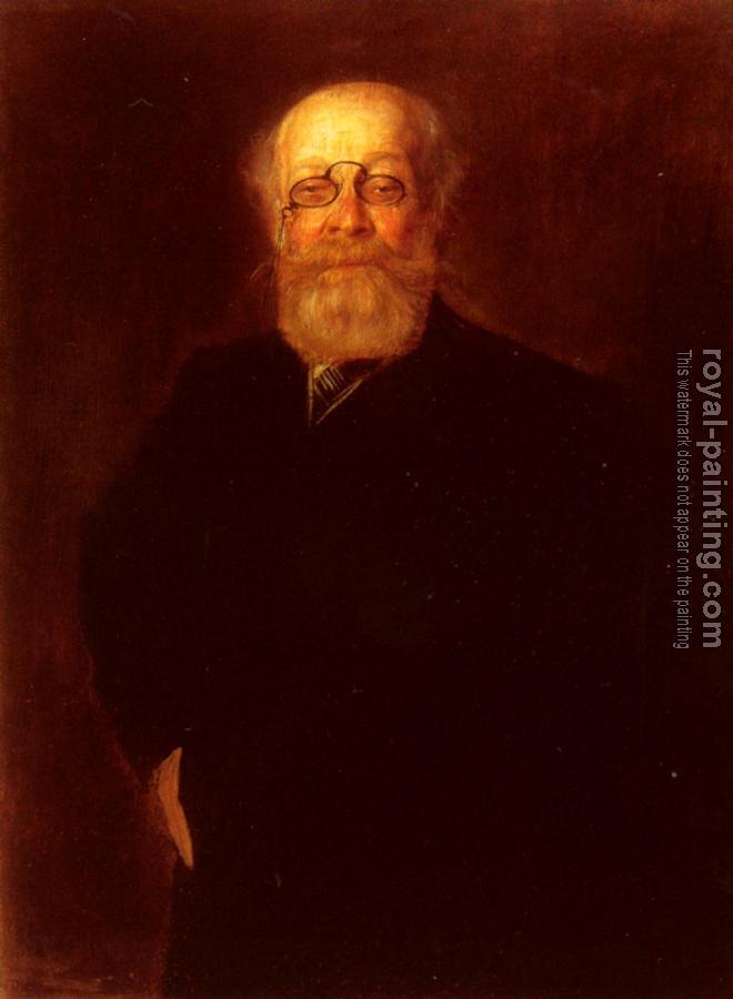 Franz Von Lenbach : Portrait Of A Bearded Gentleman Wearing A Pince Nez
